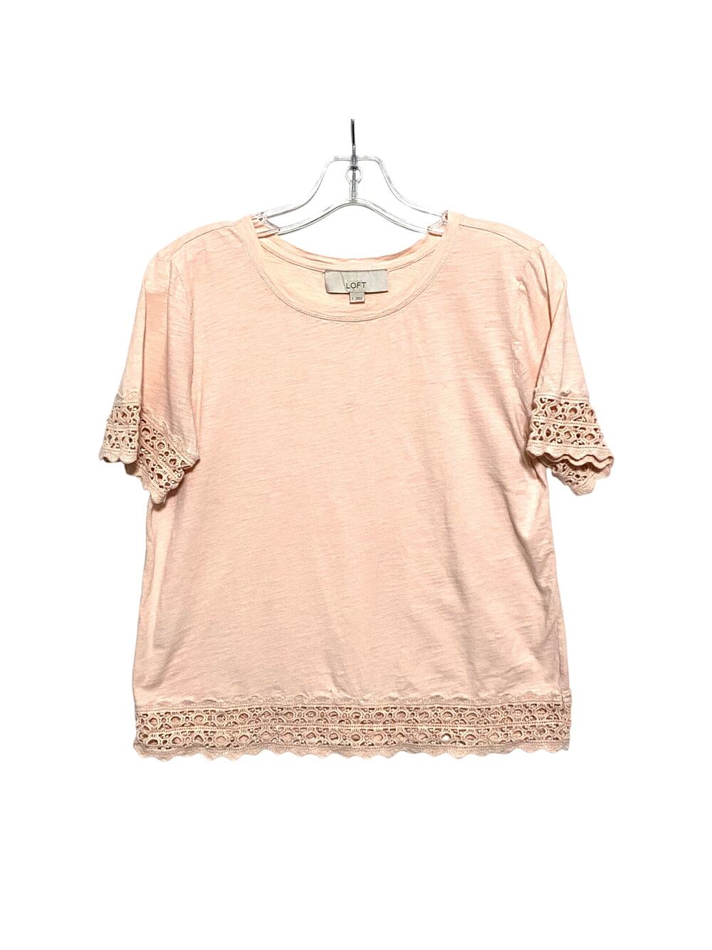 LOFT Crochet Lace Trim Shirt Top Womens S Summer Boho Casual Feminine Coastal